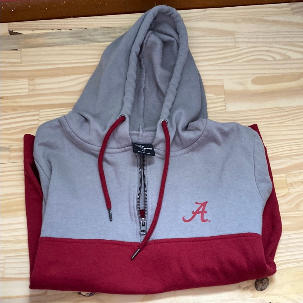 Gray and Red Hoodie with Logo